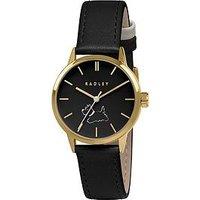 Radley Walkies Gold Plated Black Leather Strap Watch