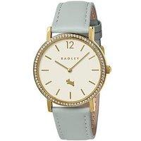 Radley Gold Plated Stone Set Steel Grey Leather Strap Watch