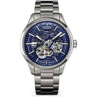 Rotary Men'S Greenwich Skeleton Automatic Ss Bracelet Blue Dial 100M