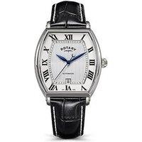 Rotary Men'S Automatic Ss Black Strap White Dial 50M