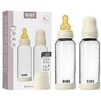 Bibs Glass Baby Bottle Round Latex 2 Pack 240 Ml Medium Flow - Ivory