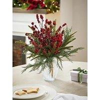 The Very Collection 35Cm Foliage And Berries In Vase Christmas Decoration