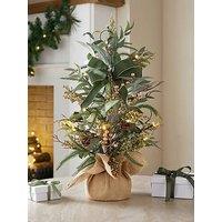 The Very Collection 60Cm Prelit Misteltoe And Gold Berries Tabletop Tree