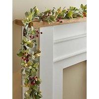 The Very Collection 6Ft Prelit Lambsear And Berries Garland