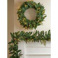 The Very Collection 6Ft Prelit Mixed Leaf Wreath