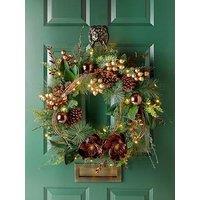 The Very Collection 60Cm Prelit Brown Magnolia Wreath