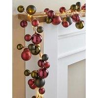 The Very Collection 6Ft Prelit Bauble Garland- Red/Green