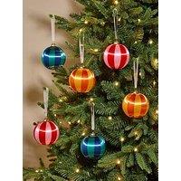 The Very Collection Pack Of 6 & Striped Silk Christmas Tree & Baubles