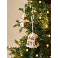 The Very Collection Set Of 2 Glass House Christmas Tree Ornaments