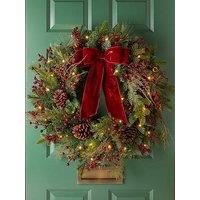 The Very Collection Pre-Lit 76Cm Pinecones And Berries Wreath