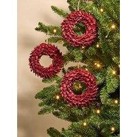 The Very Collection Set Of 3 Red Wreath Christmas Tree Decorations