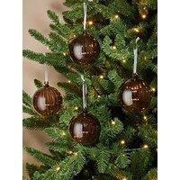 The Very Collection Set Of & 4 Transparent Glass Christmas Tree & Baubles - Brown