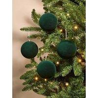 The Very Collection Set Of 4 Velvet Baubles- Green