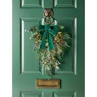 The Very Collection 60 & Cm Light Up & Teardrop Christmas Wreath With Velvet Bow
