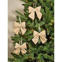 The Very Collection Set Of 4 Velvet Christmas & Tree Bows - Beige