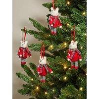 The Very Collection Set Of 4 Hanging Felt Mice Christmas Tree Decorations