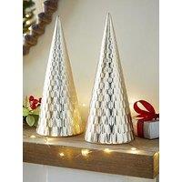 The Very Collection Set Of 2 Hammered Effect Cone Trees - Gold
