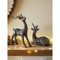 The Very Collection Set Of 2 Polyresin Reindeer Decorations - Bronze