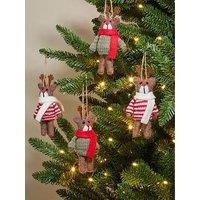 The Very Collection Set Of 4 Hanging Felt Reindeer Christmas Tree Decorations
