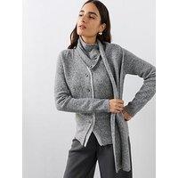 The Very Collection V Neck Contrast Cardigan With Scarf - Grey