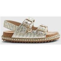 River Island Older Girls Weave Buckle Footbed Sandals - Gold