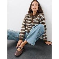 The Very Collection Collared Neck Brushed Stripe Jumper With Wool