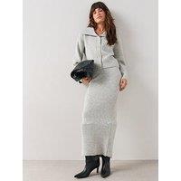 The Very Collection Style Yarn 2 In 1 Collared Cardigan & Midaxi Dress - Grey