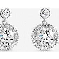 Inicio Sterling Silver Plated Cubic Zirconia Halo Double Drop Earrings - Gift Pouch