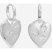 Inicio Sterling Silver Plated Celestial Heart Charm Huggie Hoops - Gift Pouch