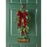 The Very Collection Prelit Pinecones And Red Berries Teardrop Christmas & Wreath