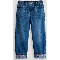 The Very Collection Girls' Turn Up Heart Detail Jeans - Mid Wash