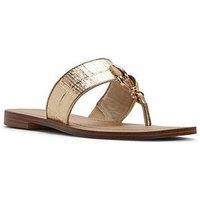 Aldo Madaline Synthetic Flat Sandals - Gold