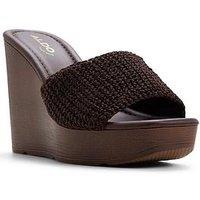 Aldo Grounded Textile Wedge Sandals - Dark Brown