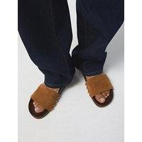 Aldo Rooted Leather Footbed Sandals - Light Brown