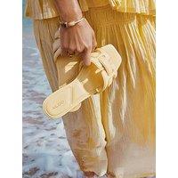 Aldo Elenaria Leather Flat Sandals - Light Yellow