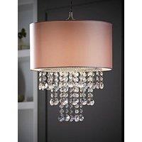 Valuelights Jesmond Dusky Pink Pendant Shade Clear Droplet
