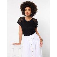 Joe Browns Suzie Lace Sleeve T-Shirt - Black