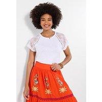 Joe Browns Suzie Lace Sleeve T-Shirt - White