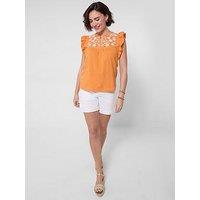 Joe Browns Nina Embroidered Jersey Top - Orange
