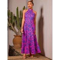 Joe Browns Remarkable Printed Halter Neck Dress - Pink