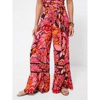 Joe Browns Fabulous Floral Wide Leg Trousers - Pink