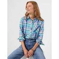 Joe Browns Mix It Up Check And Applique Shirt - Blue