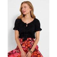 Joe Browns Beautiful Broderie Top - Black