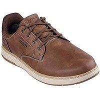 Skechers Wide Fit Garlan Round Toe Waterproof Lace Up Shoes - Brown