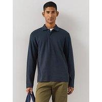 The Very Collection Pure Cotton Waffle Polo Top - Navy