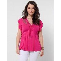 Joe Browns Emily Embroidered Jersey Top - Pink