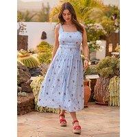 Joe Browns Penny Ditsy Print Stripe Dress - Blue