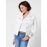 Joe Browns Spring Meadows Embroidered Denim Jacket - White