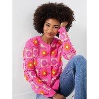 Joe Browns Fun And Floral Crochet Cardigan - Pink