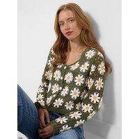 Joe Browns Darling Daisy Crochet Cardigan - Green